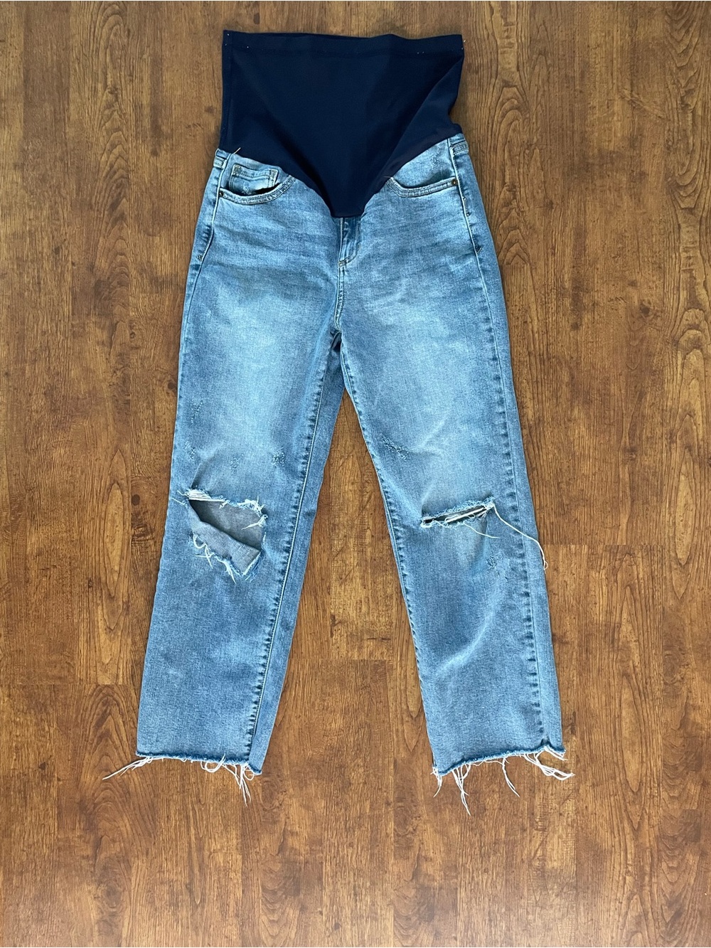 Pinkblush Light Blue Distressed Maternity Jeans